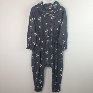 Jessica Simpson Baby Girl Jumpsuit 18 Months Gray Floral Long Sleeve Ruched